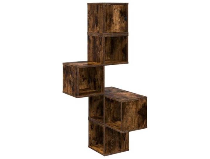 MABCQRTY Wand-Eckregal Raucheiche 48x48x120 cm Holzwerkstoff 7 Fächer Platzsparendes Eckregal für Schlafzimmer, Büro und Küche. Bietet 7 Fächer für Dekoration bei 25 kg Belastbarkeit.