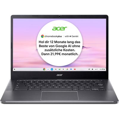 ACER Chromebook "Chromebook Plus 514 (CB514-4H-364N)", grau (steel grau), 8 GB RAM 256 GB SSD, Core i3, ChromeOS, Notebooks, ChromeOS