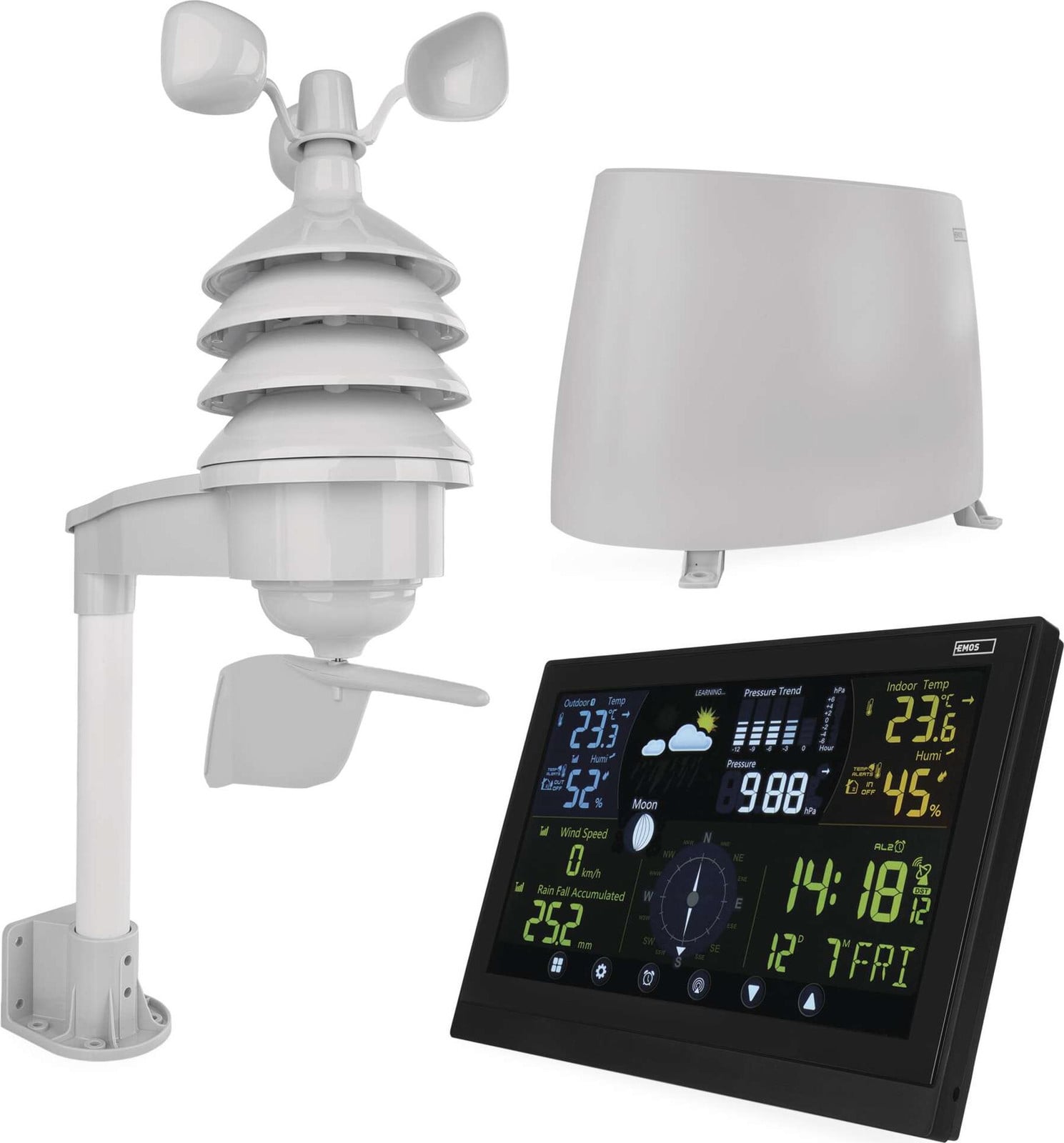 Emos E6016 Hoogtemeter, Anemometer, Barometer, Hygrometer en Thermometer, Zwart