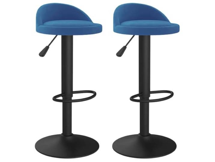 GHVBNMF Barhocker 2er Set Blau Samt Höhenverstellbar Drehbar Moderner Tresenhocker mit samtigem Sitzbezug und robuster Fußstütze für Küche, Essen, Bar und Bistro.