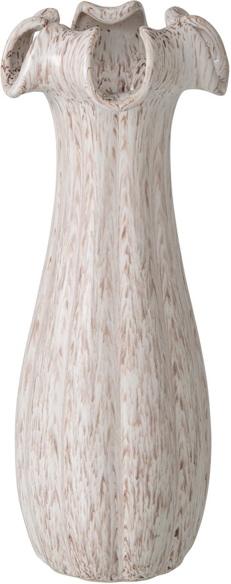 J-Line Vaas van klei en glazuur in lichtbeige, klein