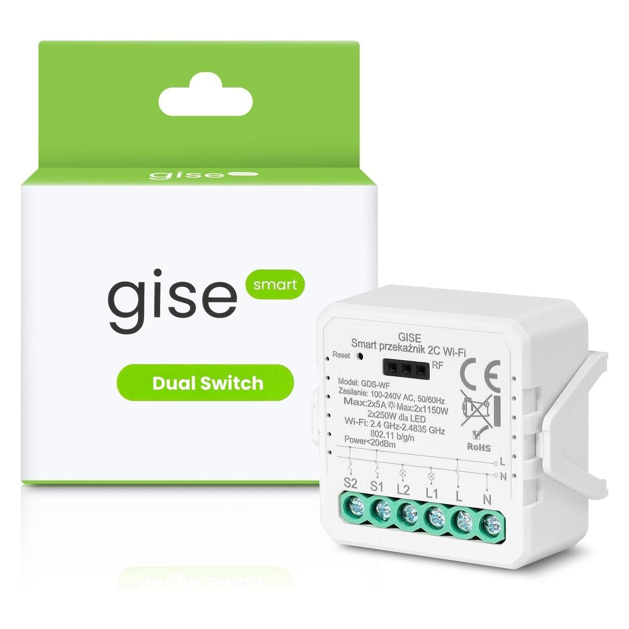 Gise Smart Podwójny moduł przekaźnikowy WiFi | Tuya | GDS-WF (Schaltaktor) (GDS-WF)