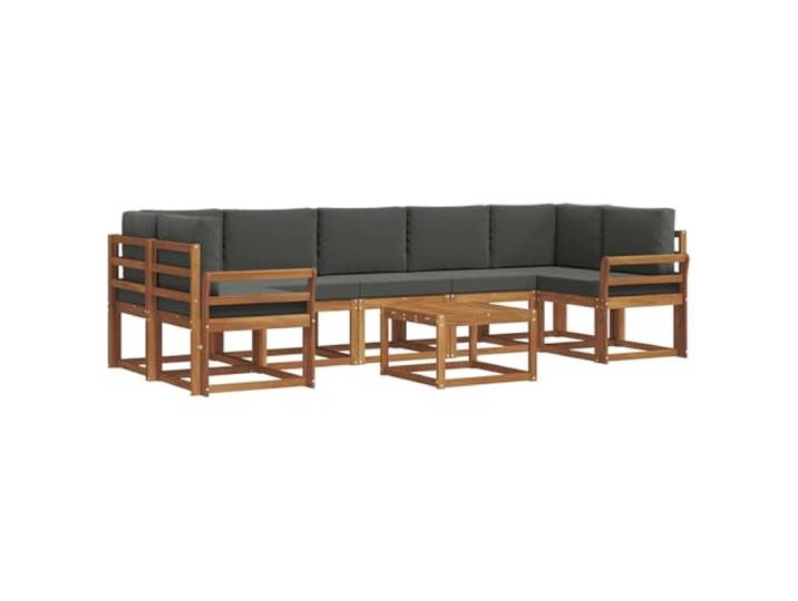 PUGYNBK Sofa-Set für den Außenbereich, 8-teilig, Natur und Anthrazit Massives Akazienholz, modulares Design, Lattenrahmen, ideal für Garten, Terrasse oder Pool