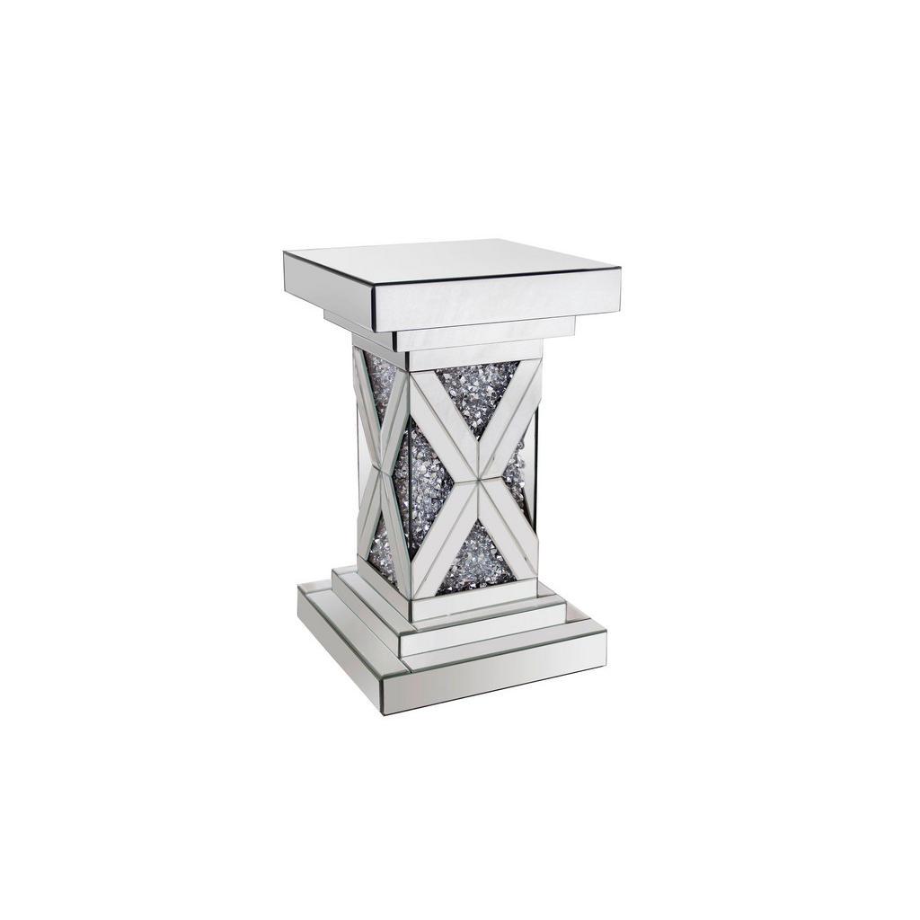 Ambia Home Beistelltisch , Silberfarben , Glas, Holzwerkstoff , Uni , rechteckig , Bodenplatte , 51x30.8x30.8 cm , einfacher Aufbau , Wohnzimmer, Wohnzimmertische, Beistelltisch, Beistelltisch Glas