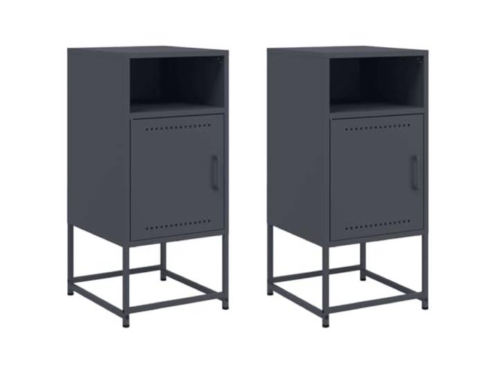 LMTYOENFG Nachttisch 2er Set Anthrazit 36x39x78 cm Stahl Beistelltisch Industrieller Schubladenschrank fürs Schlafzimmer: Robuste Ablage und strukturierter Stauraum für den täglichen Bedarf.