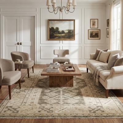 Style Haven Carmel Global Medallion Brown/ Gold Fringed Mix Pile Rug