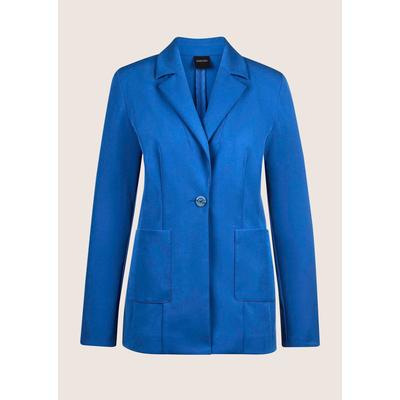 Longblazer MADELEINE "Blazer Longblazer", Damen, Gr. 38, blau (royalblau), Obermaterial: 92% Polyester PES. 8% Elasthan EL., Modern, normal, Blazer Longblazer