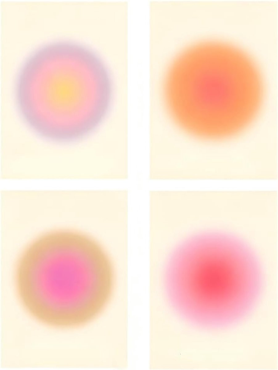 Set van 4 Aura posters met gradiënt design en esthetische wanddecoratie van ShopVlot