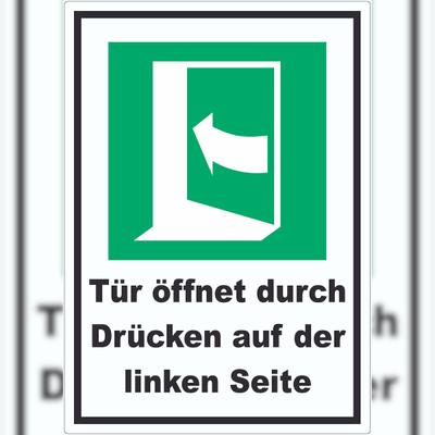 HB-Druck Tür öffnet durch Drücken auf der linken Seite Aufkleber A0 (841x1189mm)