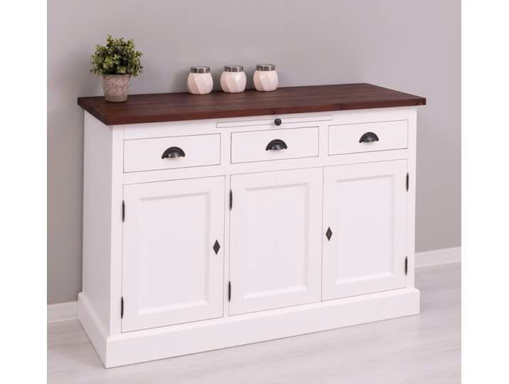 Massivholz Sideboard weiß im Landhausstil