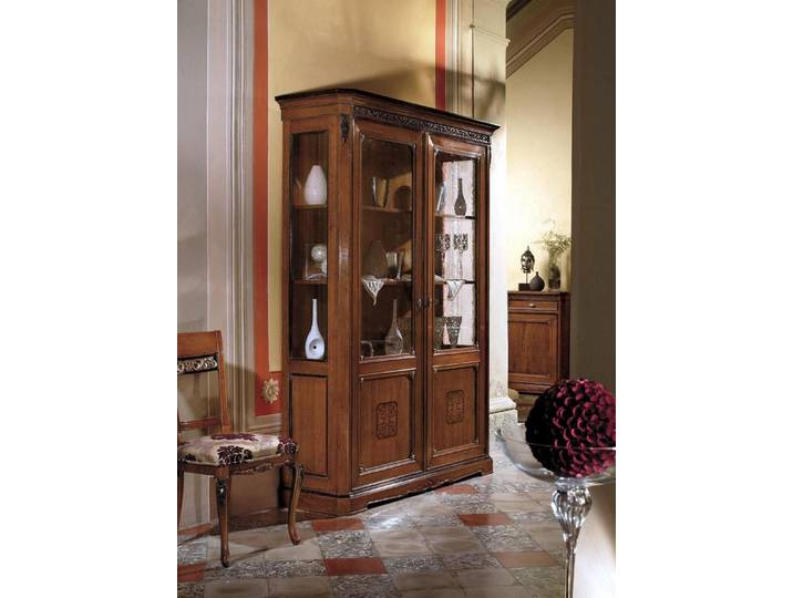 JVmoebel Glasvitrine Italienische Vitrine aus Brau Holz mit Art Deco-Ästhetik (1-St) Made in Europa
