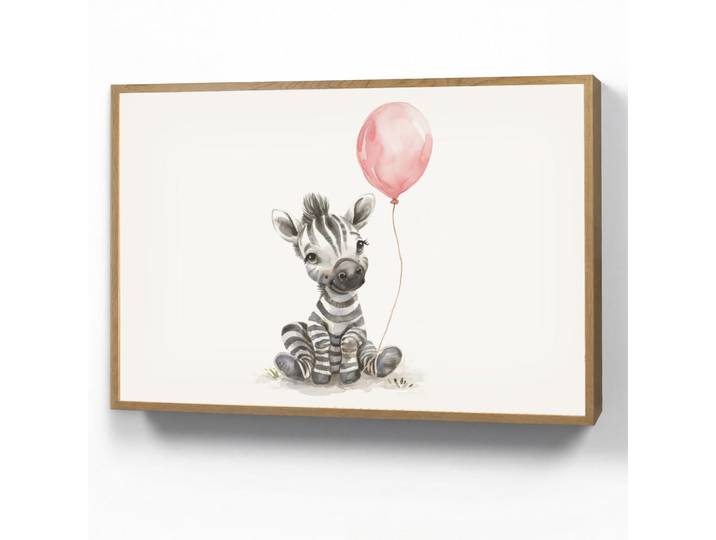 OnlyWow Wandleuchte MIT Akku Zebra - Baby - Tiere - Rosa Luftballon 90x60 cm, Weiß, Rechteckig, LED integrated, 90x60x8 cm, Lampen & Leuchten, Innenbeleuchtung, Wandleuchten