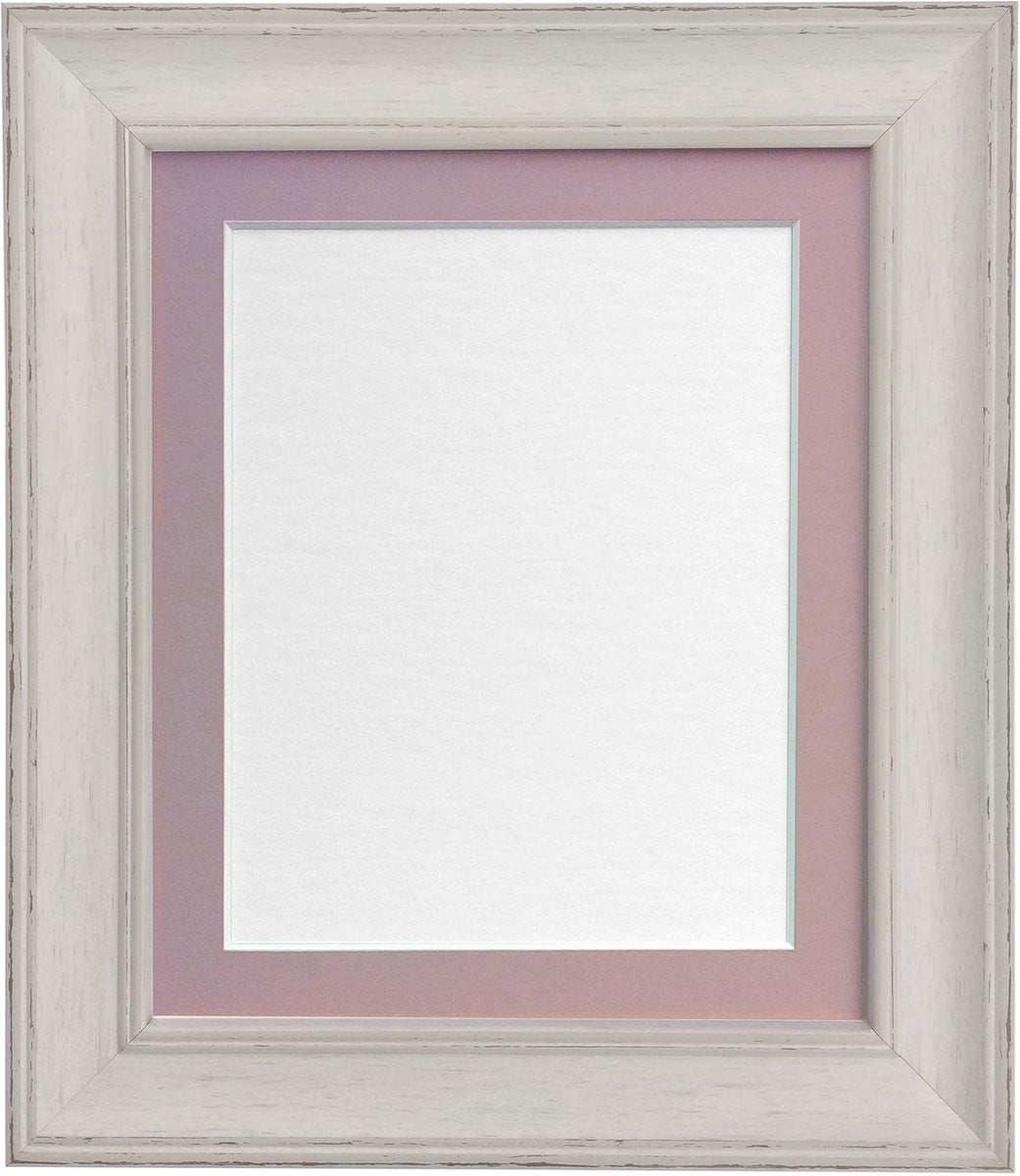 Ivoor Grijze Fotolijst met Passe-Partout voor 20x15 cm Afbeelding - Vintage Stijl