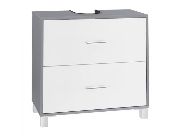 Meuble sous Lavabo en Bois d'Ingénierie - Meuble sous Vasque - 60x30x60cm - Blanc+Gris