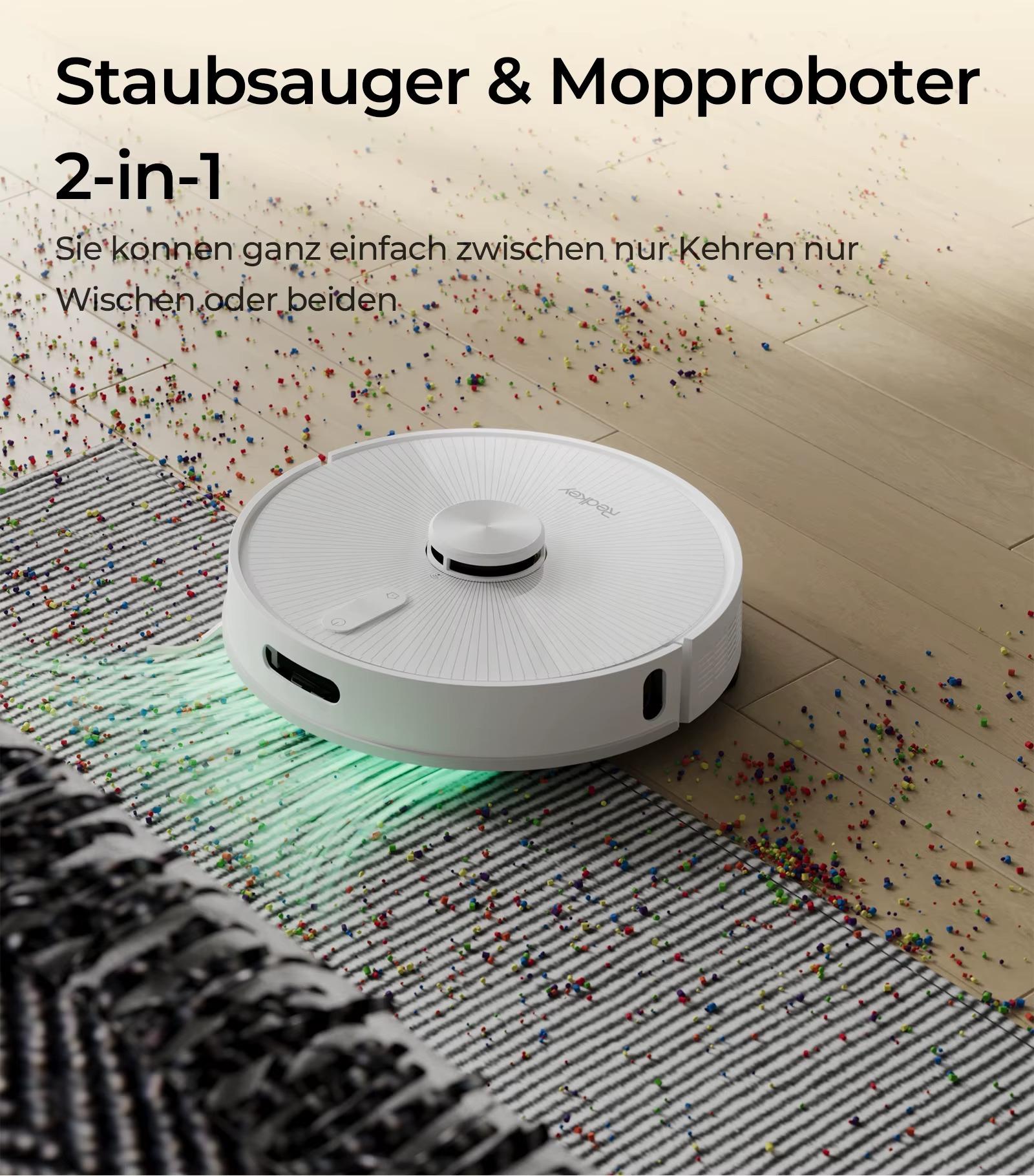 Saugroboter - Wischen, Kehren und Saugen - LiDAR-Navigation - HEPA-Filter - Mit Staubbeutel - 90 Minuten Akkulaufzeit - 60 dB