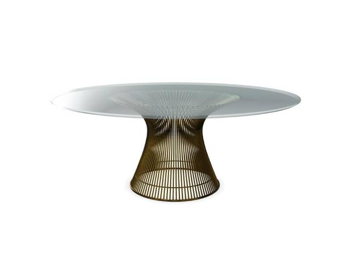 KNOLL table ronde PLATNER Ø 180 cm (Bronze / Transparent - Métal / Cristal)