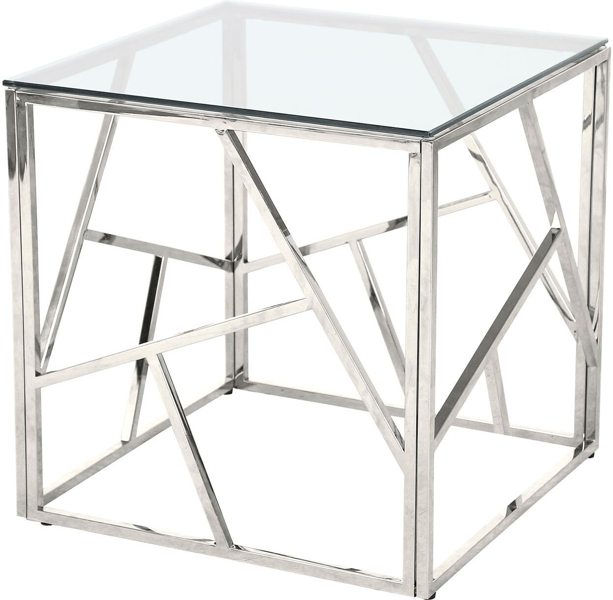Beistelltisch SALESFEVER "Design-Beistelltisch fürs Wohnzimmer", silber (silber, silber, klar), B:55cm H:55cm T:55cm, Metall, Sicherheitsglas, Tische, Beistelltisch, Edelstahlgestell: Robust, rostfrei und stilvoll silber, silber, klar B/H/T: 55cm x 55cm x