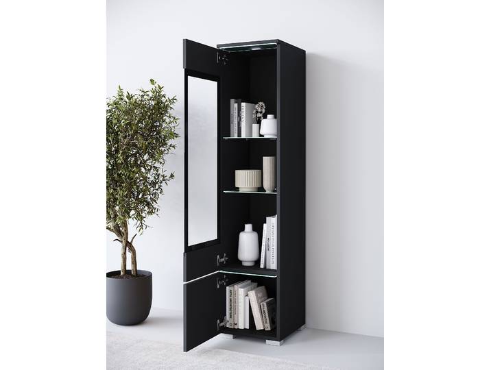 Vitrine haute lumineuse 30 x 130 x 33cm Noir/Noir