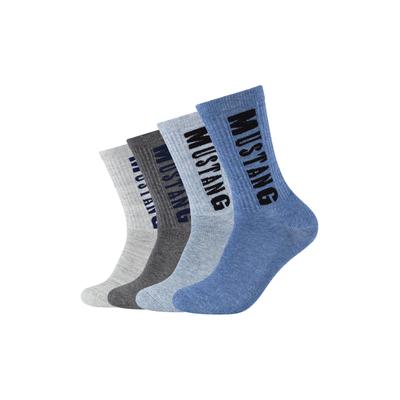 Socken MUSTANG "casual", Herren, Gr. 43-46, denim mix, Baumwollmischung, normal, Socken Socken, weicher Komfortbund, atmungsaktiv