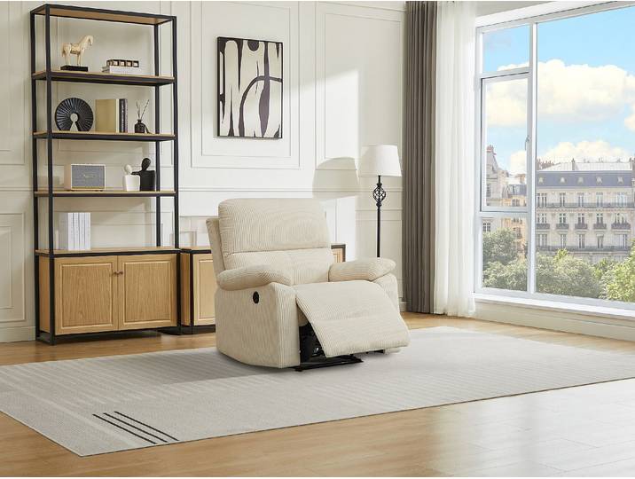Relaxsessel elektrisch - Cord - Beige - LUNANO