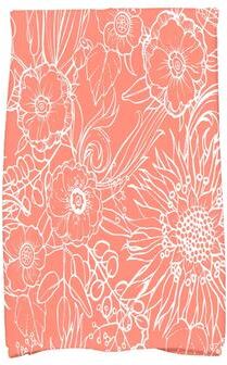 E by Design 18 x 30 Inch Zentangle 4 Floral Print Kitchen Towel