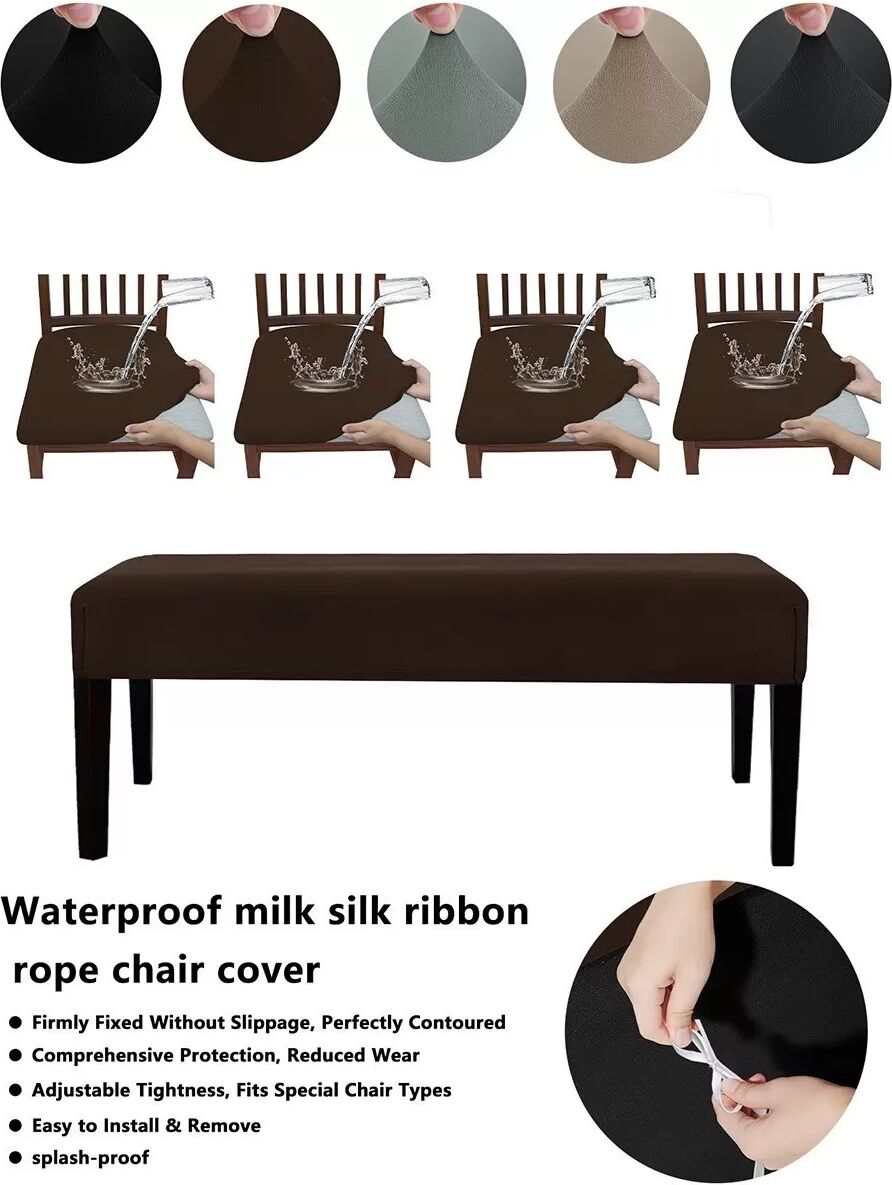 INF Ensemble de housses élastiques en polyester pour banc (4 housses de chaise + 1 housse de banc) - Protection anti-poussière café