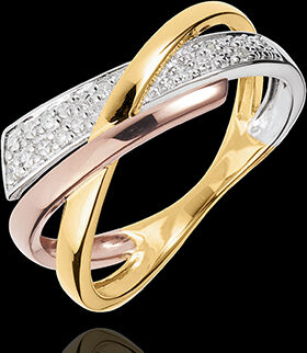 Edenly Kleiner Ring Saturn Variation 2 - Dreierlei Gold - 18 Karat