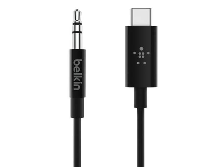 Belkin RockStar 3,5 mm audiokabel met USB-C-connector (USB-C naar 3,5 mm audiokabel, USB-C naar Aux-kabel), 3 ft/9 m