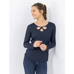 VIA MILANO Shirt, 1/1-Arm Cut-Out Ausschnitt mit ECOVERO Viskose figurumspielend