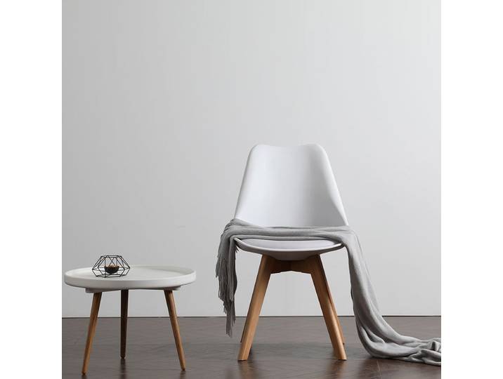 Chaise de salle à manger moderne en bois Eames – Chaise de loisirs avec coussin rembourré en hêtre, chaise simple classique pour salle à manger et salon