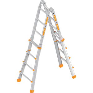 Layher Teleskopleiter Topic 1058, Länge 4,15m, aus Aluminium mit 4 x 4 Sprossen