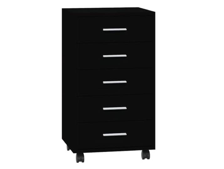 vidaXL Schubladenschrank mit Rollen Schwarz Holzwerkstoff