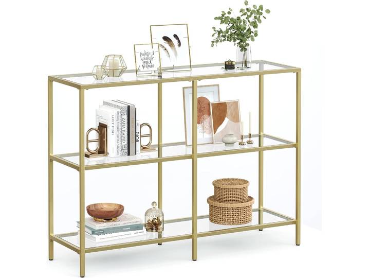 Konsolentisch Regal 3 Ablagen Metallrahmen Gold