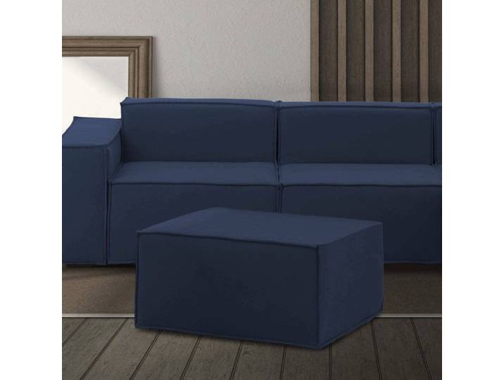 Pouf Avolasca Talamo Italie en tissu bleu 70x80x43h cm