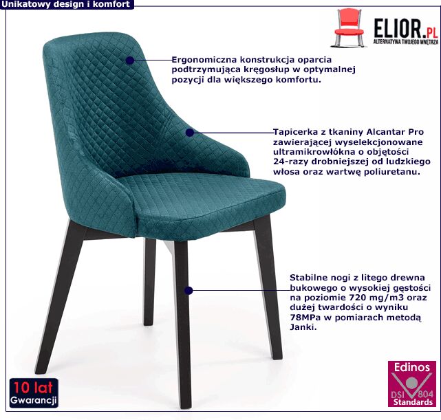 Edinos Zielone krzesło tapicerowane S6-T70