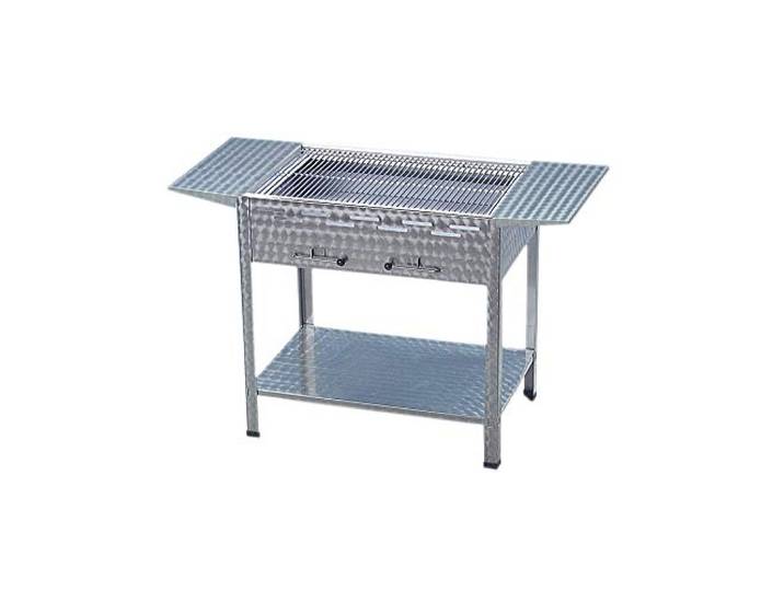 BSR-Grillen Holzkohlegrill Grill Kohlegrill aus Edelstahl 81x53x80 cm Kohlekasten Grillfläche 76x47 cm ideal für Privat Verein Catering Gastronomie (Grillrost verchromt + Seitenablagen)