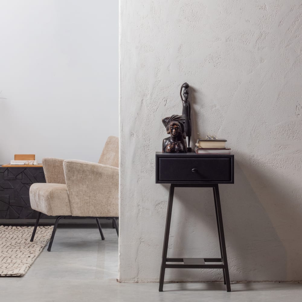 WOOOD Console en bois et métal noir 70x45x30 Noir 30x70x40cm