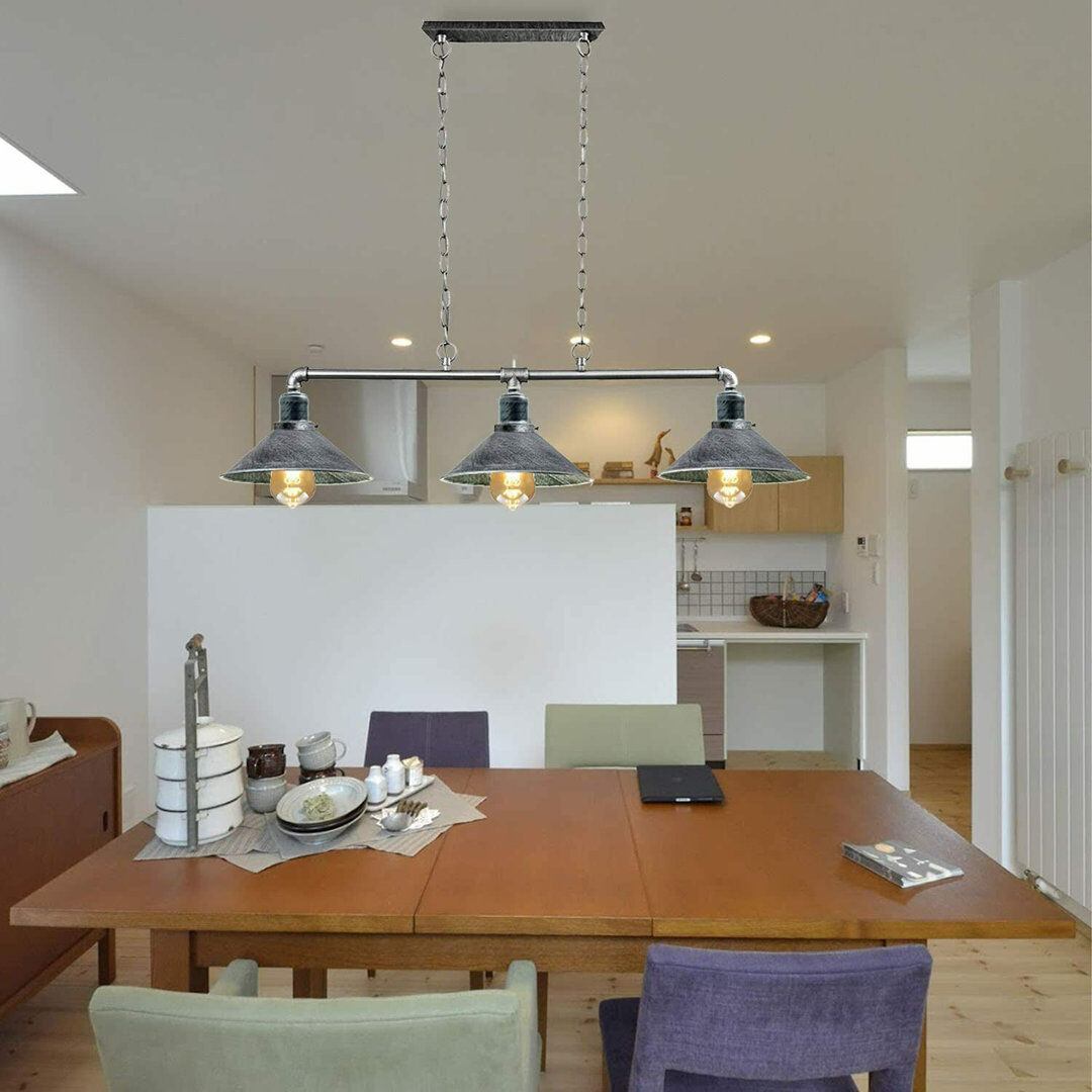 Rio Wiesner 3 - Light Kitchen Island Pendant Brushed Silver 240.03cm H X 65cm W X 55.88cm D