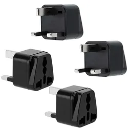 Intirilife 4x Steckdosen Adapter in SCHWARZ - 4er Set UK Typ G Stromadapter Reisestecker für z.B. Deutschland, Italien, Spanien, Frankreich