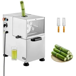 VEVOR kommerzieller Zuckerrohr-Entsafter, 800 W elektrischer Zuckerrohr-Entsafter mit 300 kg/h hoher Leistung, 4 Edelstahlwalzen, Zuckerrohrpresse Saftmaschine (55 x 38 x 52 cm)