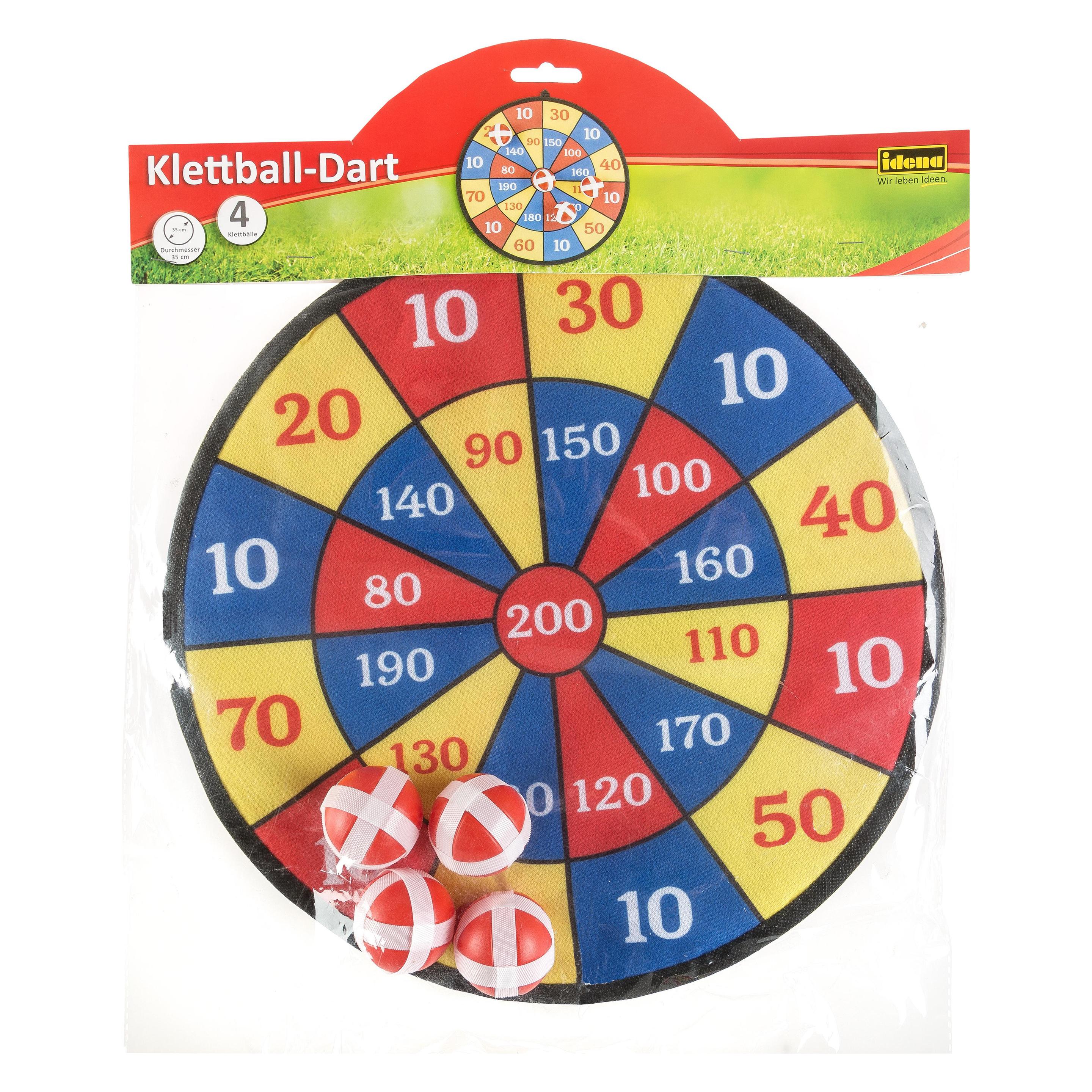 Idena Klettball Dartspiel m. 4 Klettbällen, ca.35cm (40095)