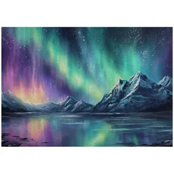 FOTOTAPETE Gebirge Nordlicht Blau 200x140 cm