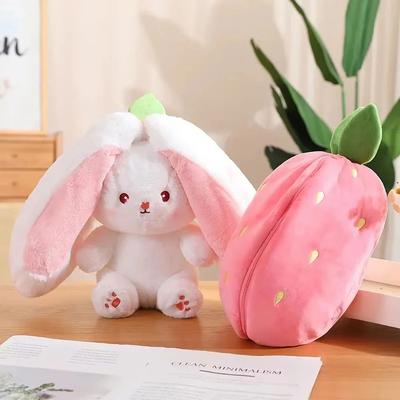 Inspire Essentials Cute Rabbit Plush Toy Soft Strawberry Bunny Stuffed Animal 18cm Strawberry