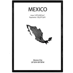 POSTER Länder & Kontinente Mexiko A3 Schwarzer Rahmen