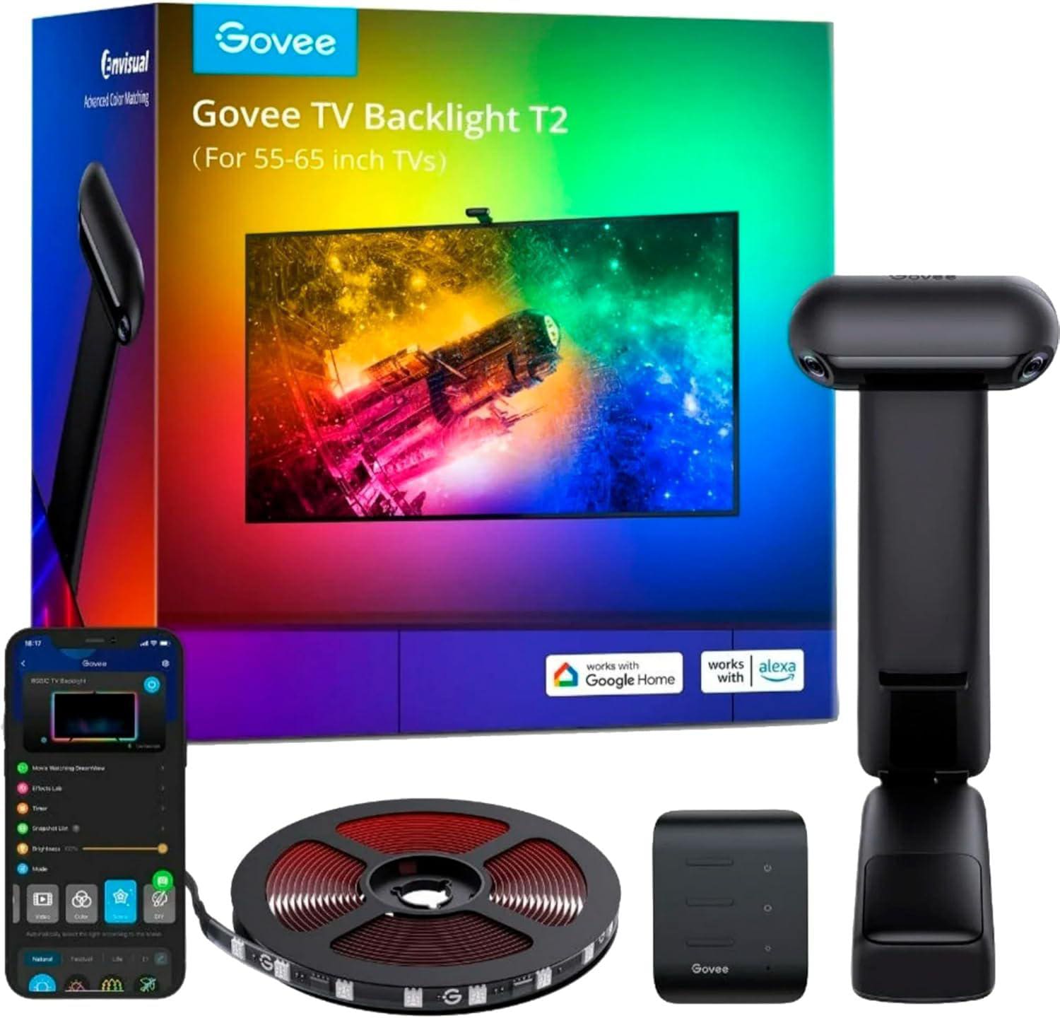 Govee Hintergrundbeleuchtung TV Envisual T2 mit Dual-Kamera für 55-65 Zoll (139,7cm - 165,1cm)