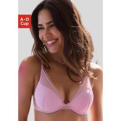 Push-up-BH S.OLIVER "Charlotte", Damen, Gr. 70, Cup D, pink (lightpink), Microtouch, Obermaterial: 60% Polyamid, 35% Polyester, 5% Elasthan, BHs Push-up-BH, in dezenter Pünktchen-Optik, Dessous