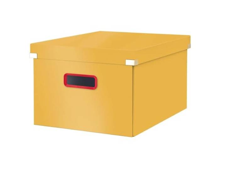 Leitz Click & Store Medium Opbergdoos, A4 Opvouwbare Opbergdoos met Deksel, Hoogwaardige Sterke Kartonnen Opbergdoos voor Thuis en op Kantoor, Cosy Assortiment, Warm Geel, 53480019