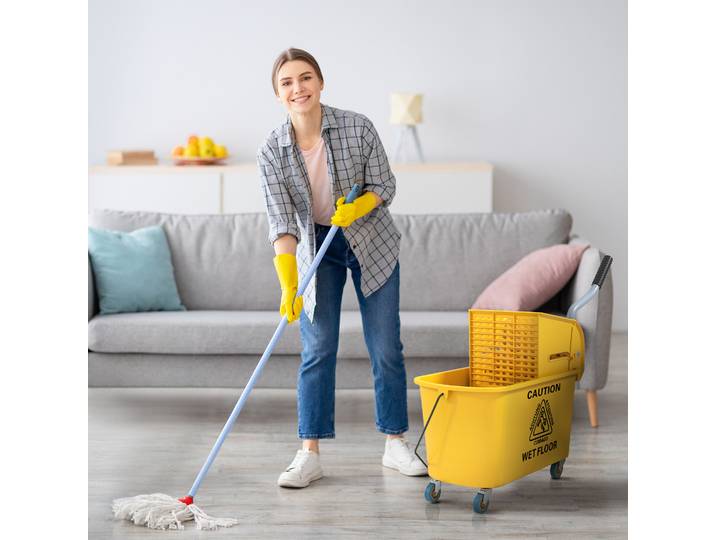 HOMCOM Chariot de Ménage 20L avec Serpillère 45x26,5cm Jaune