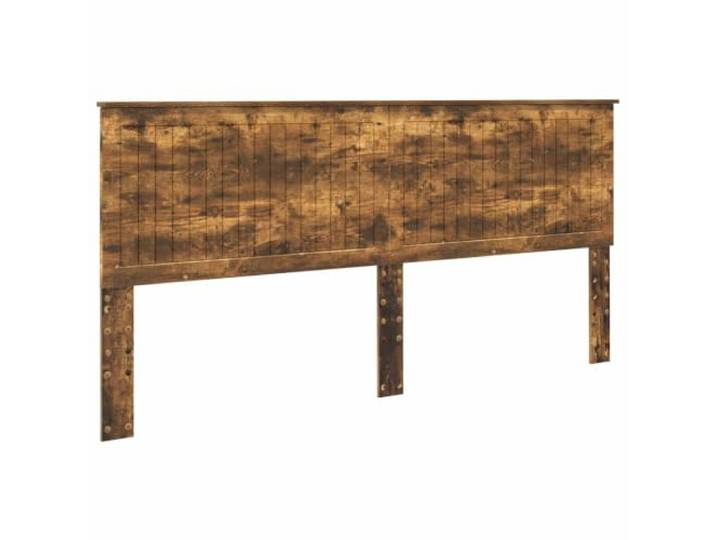 HGLADYU Modernes Kopfteil mit Rückenstütze aus Holzwerkstoff in geräucherter Eiche und rechteckigem Design