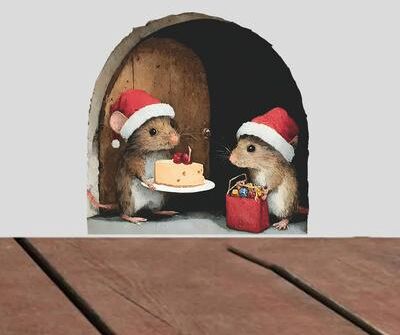 Discount Dollar Deals Cute Christmas Small Mouse Wall Stickers, Xmas Decoration For Home, Merry Christmas Noel Navidad Decor Happy New Year a